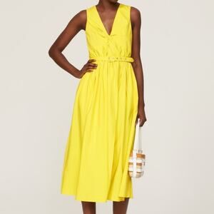 TOCCIN X RTR Twist Front Belted Midi Dress in Lemon Yellow Size 12 Gently Used